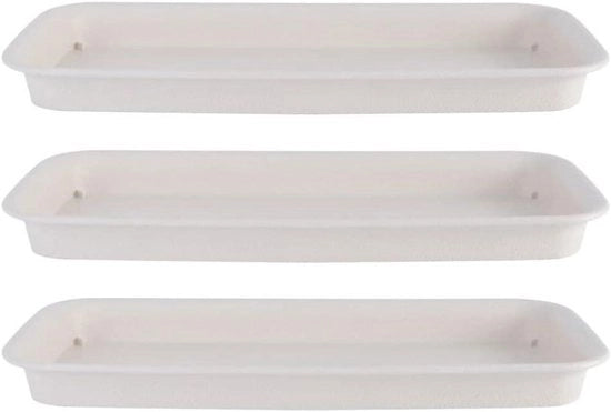 Sostegno per vasi fiorali - plastica bianca - rettangolare - 27 x 105 cm - sostegno per piante per interni e esterni - 3 pezzi