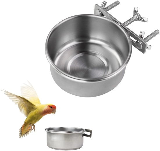 Vassoio Alimentatore Metallico Riscaldabile per Gabbie Uccelli, Vaschette Stabilizzate