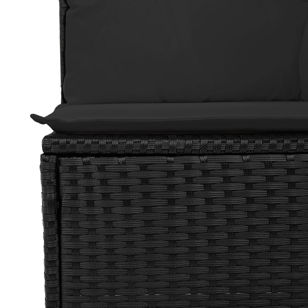 Set di divani da giardino a 9 pezzi con cuscini neri in polyrattan