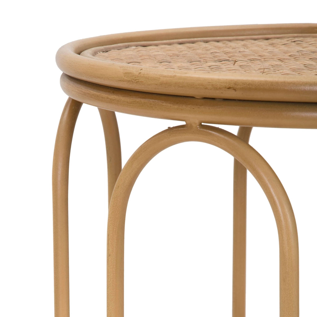 Socotr, Tavolino da Salotto Effetto Rattan, 40x40x55h cm Marrone