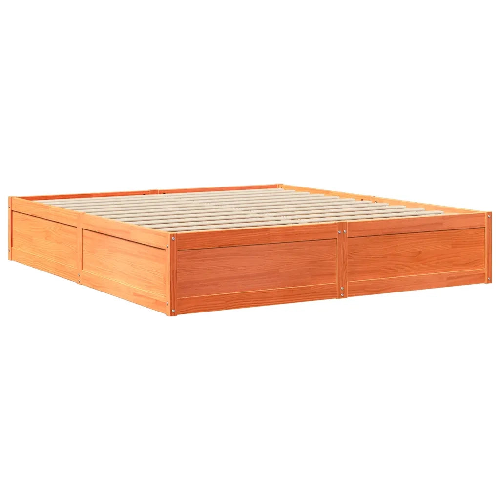 Letto senza Materasso-Struttura Letto Marrone Cera 200x200 cm in Legno di Pino 184129