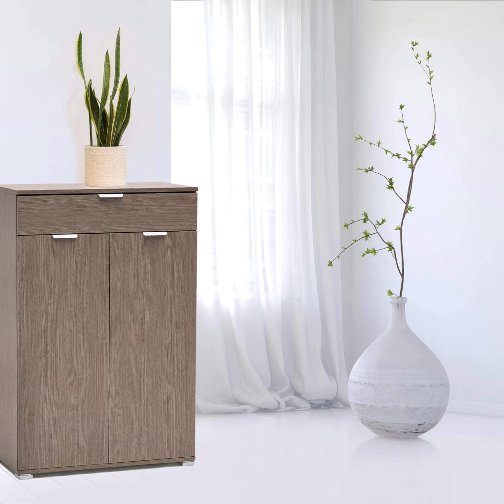 Armadietto da Bagno con 2 ante e un cassetto in Legno Composito cm 75x38x112 - HUGO