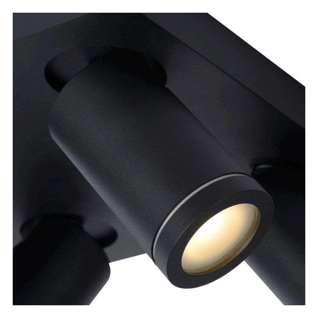 Lucide Taylor plafoniera 4 luci GU10 nera IP44 2200-3000K