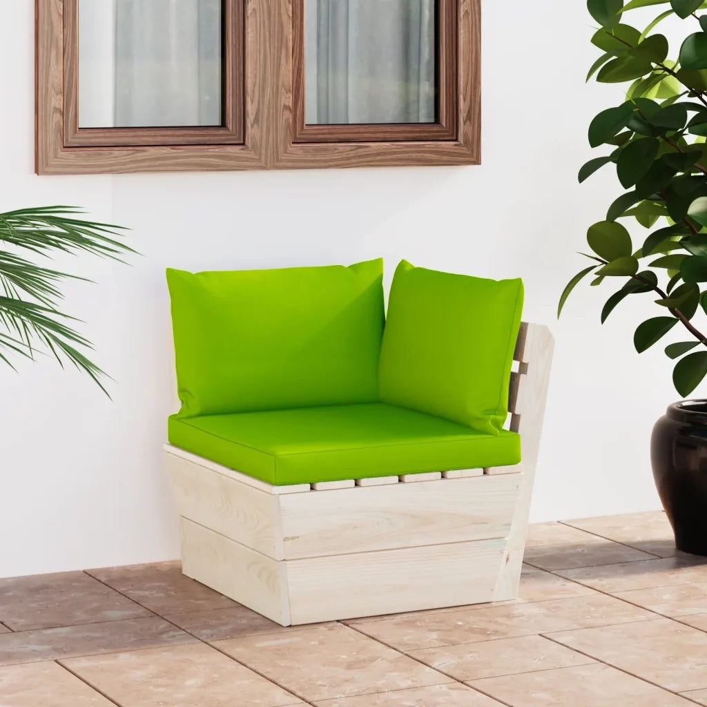 Divano Angolare da Giardino su Pallet e Cuscini Legno di Abete 3063359