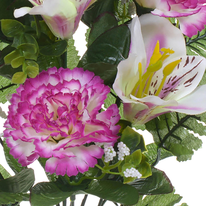 Set 6 Bouquet Artificiali Frontale di Garofani e Astromelia da 9 fiori H 59 cm