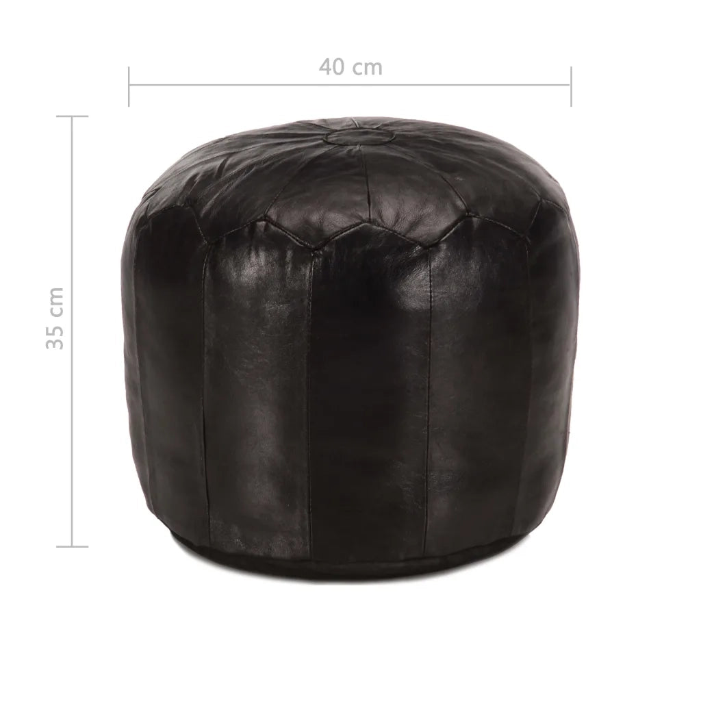 Pouf Nero 40x35 cm in Vera Pelle di Capra 248131