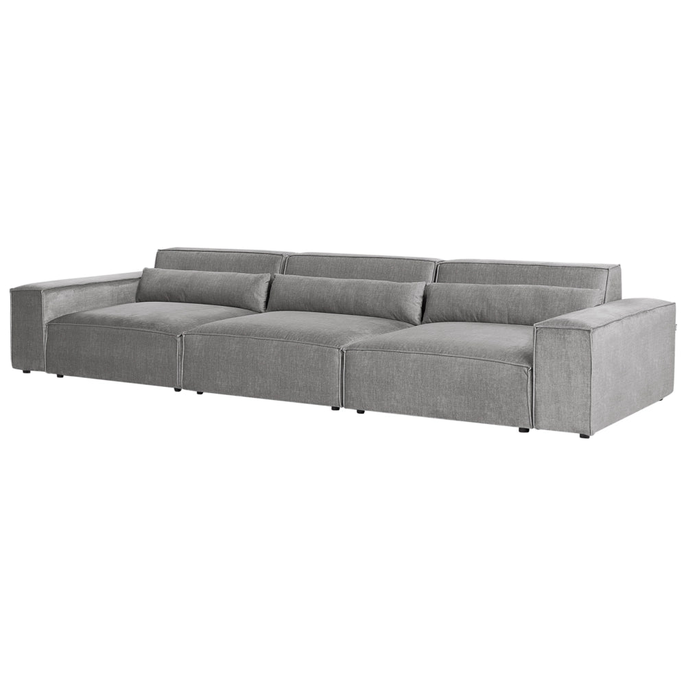 Divano componibile a 3 posti Divano componibile in tessuto grigio con gambe nere Soggiorno moderno