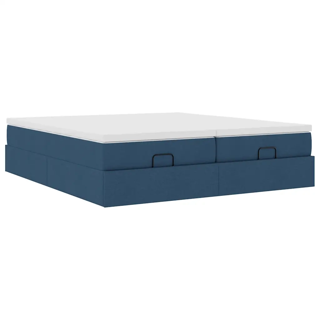 Struttura Letto Pouf con Materassi Blu 160x200 cm in Tessuto 3311240