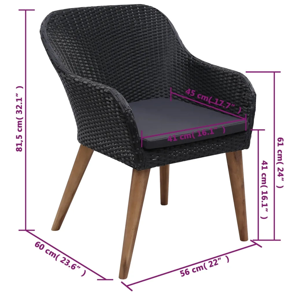 Set Mobili da Pranzo per Giardino 5 pz Nero 3072154