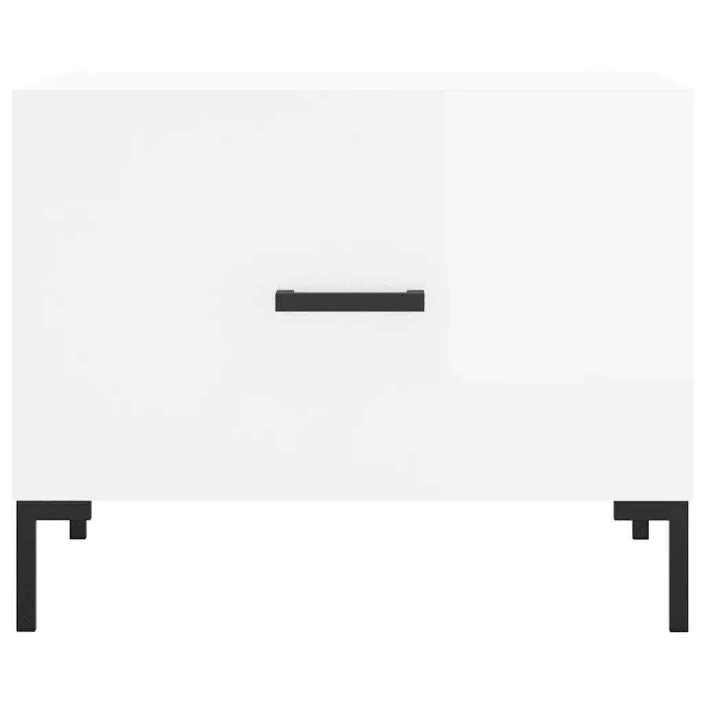 Tavolini Salotto 2pz Bianco Lucido 50x50x40cm Legno Multistrato