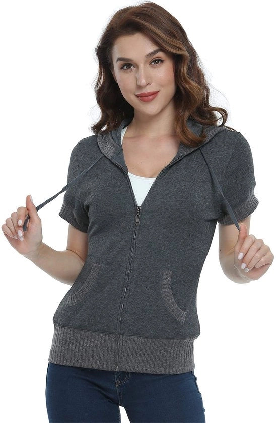 Sweatshirt Casual Donna Corta con Tasche in Stile Moderno