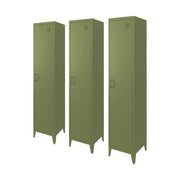 Set di 3 armadi camera industriale, 4 vani, verde kaki