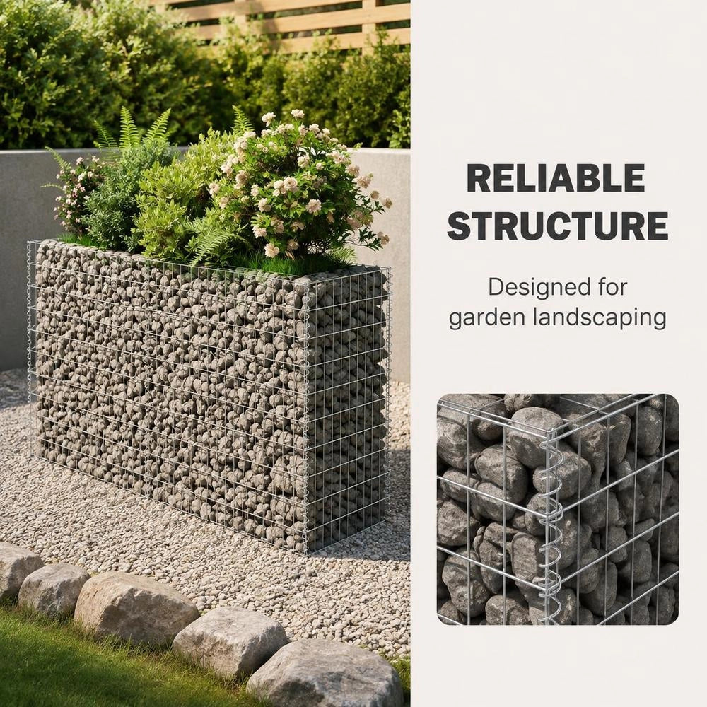 Gabion Raised Bed, Galvanized Steel, 180x50x100 Cm