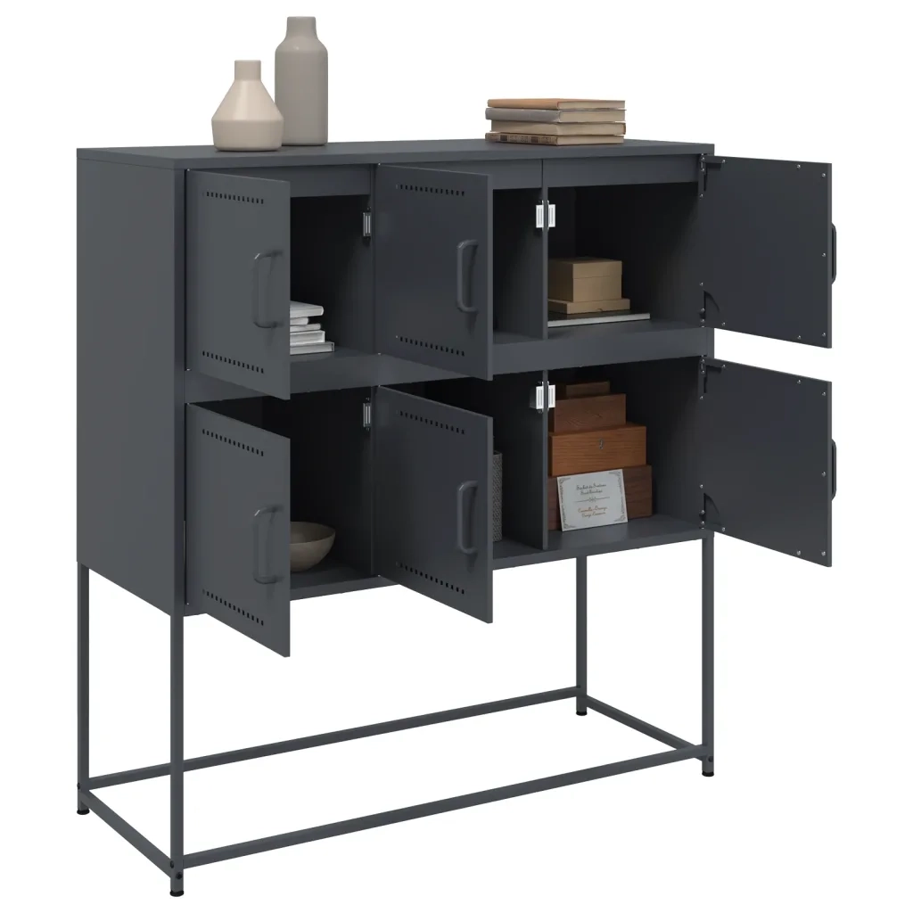 Credenza | Madia | Buffet da pranzo | Armadio da pranzo Antracite 100,5x39x107 cm in Acciaio