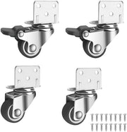 Pacchetto di 4 piccoli ruote inclinabili 32 mm, ruote di mobili con freni fino a 60 kg, ruote per piccoli mobili, ruote silenziose in gomma a 360 gradi rotanti, ruote inclinabili per mobili, vasi fiorali e alberi di Natale (16 viti)