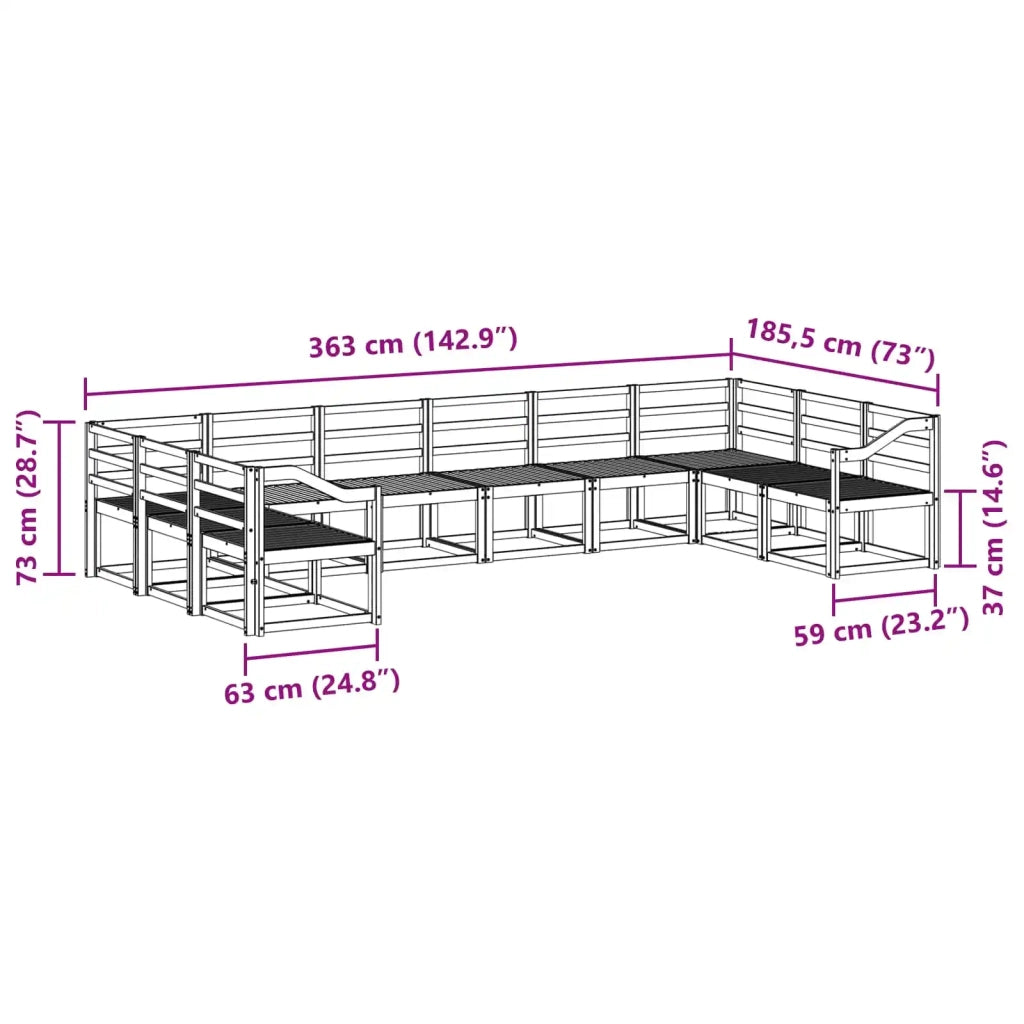 Set di divani da esterno 10 pcs Bianco Legno di Acacia Massello 3388303