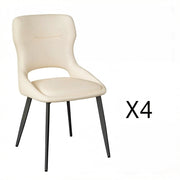 Set di 4 sedie da pranzo con schienale e braccioli in chenille beige