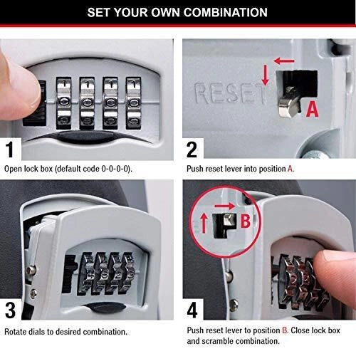 MASTER LOCK 5401EURD Cassaforte per chiavi con serratura a combinazione numerica regolabile a 4 cifre resistente agli agenti atmosferici colore Grigio