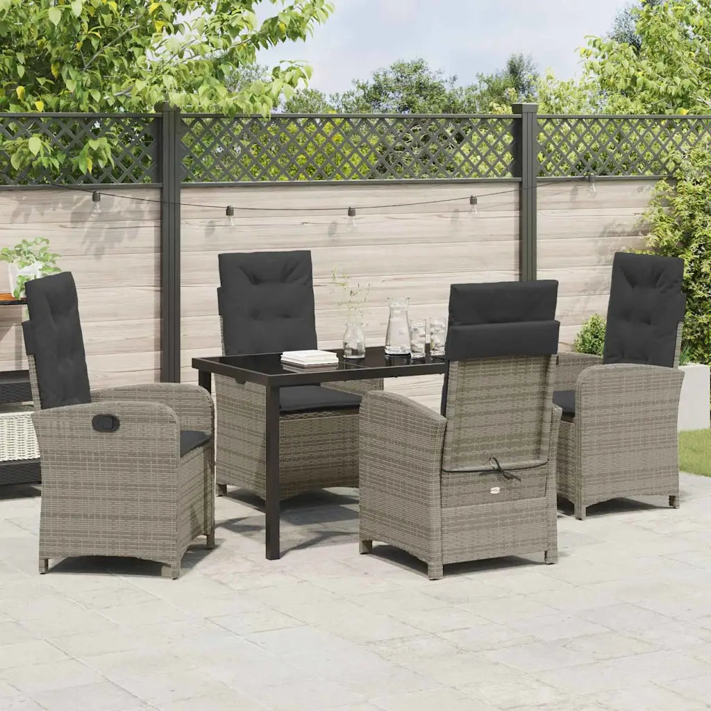 Set da Pranzo per Giardino con cuscino 5 pcs Grigio polyrattan 3380276
