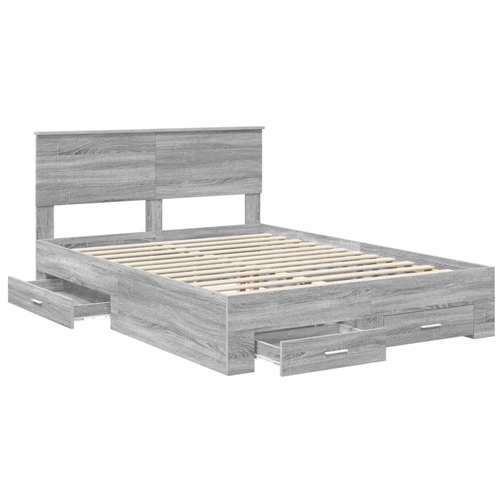 Struttura del letto con testiera Grigio Sonoma 135 x 190 cm 3410909