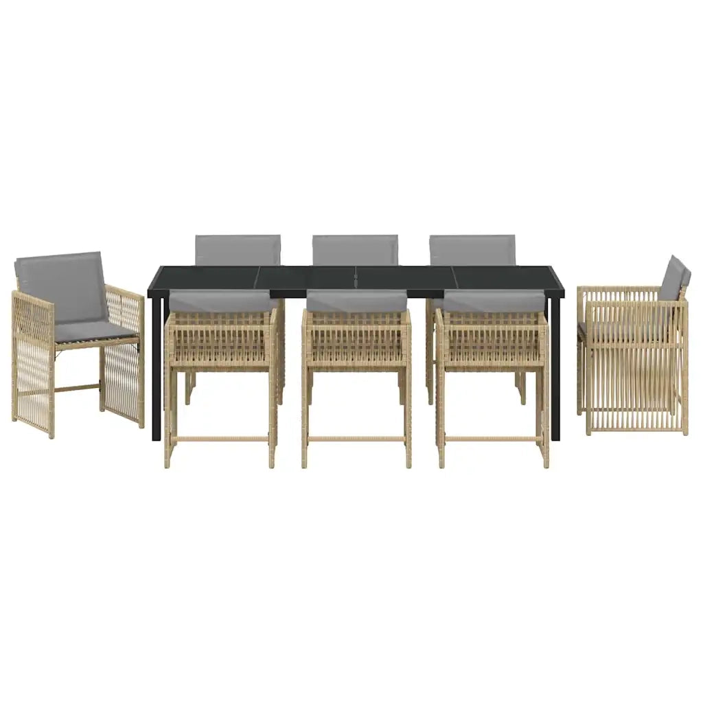 Set da Pranzo per Giardino 9 pcs Beige polyrattan 3380796