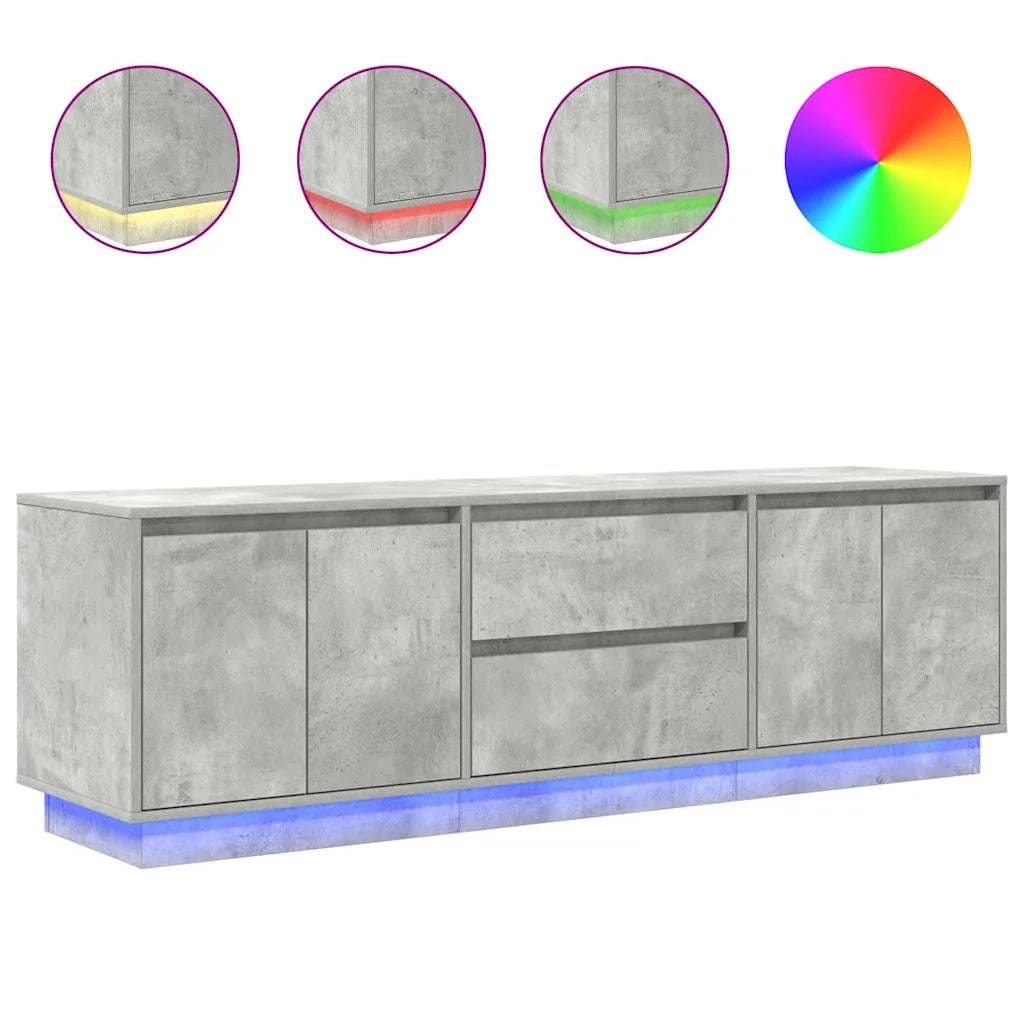 vidaXL Mobile Porta TV con Luci LED Grigio Cemento 160,5x41x50 cm