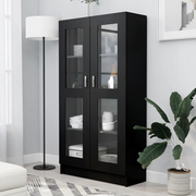 Armadietto con Vetrina Nero 82,5x30,5x150 cm Legno Multistrato
