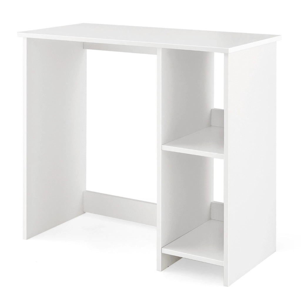 Scrivania salvaspazio da casa e ufficio 80x40x74cm per ambienti piccoli-Scrivania per computer con 2 ripiani Bianco