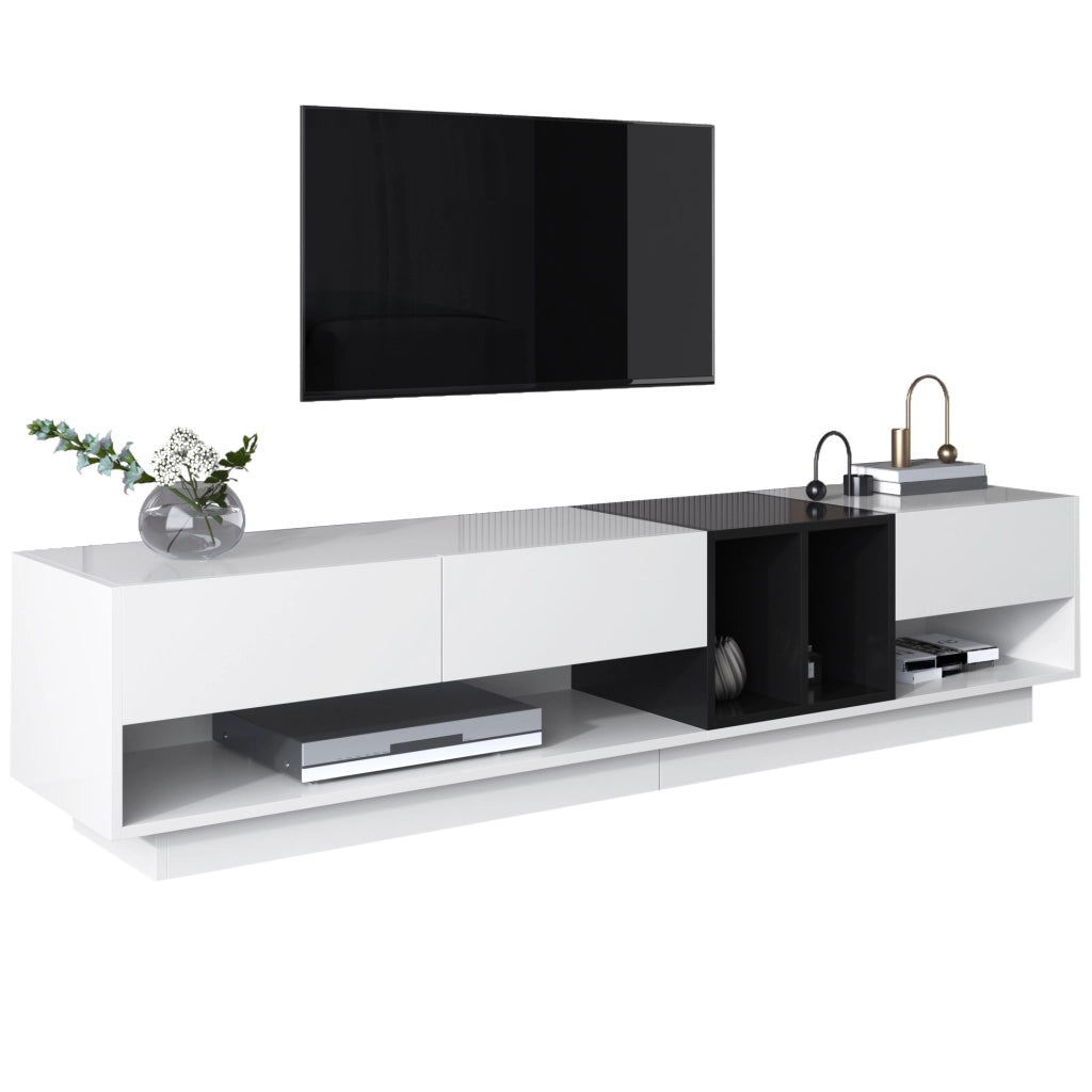 Mobile TV combinazione lucido bianco e nero - Zephmum- Design a blocchi colorati con cassetti