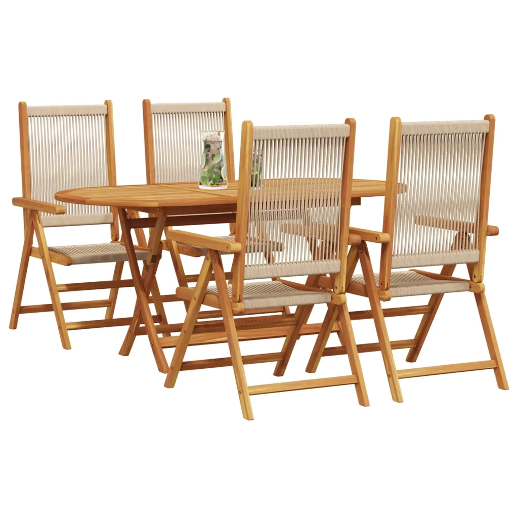 Set da Pranzo per Giardino 5 pcs Beige Legno di Acacia Massello 3375740