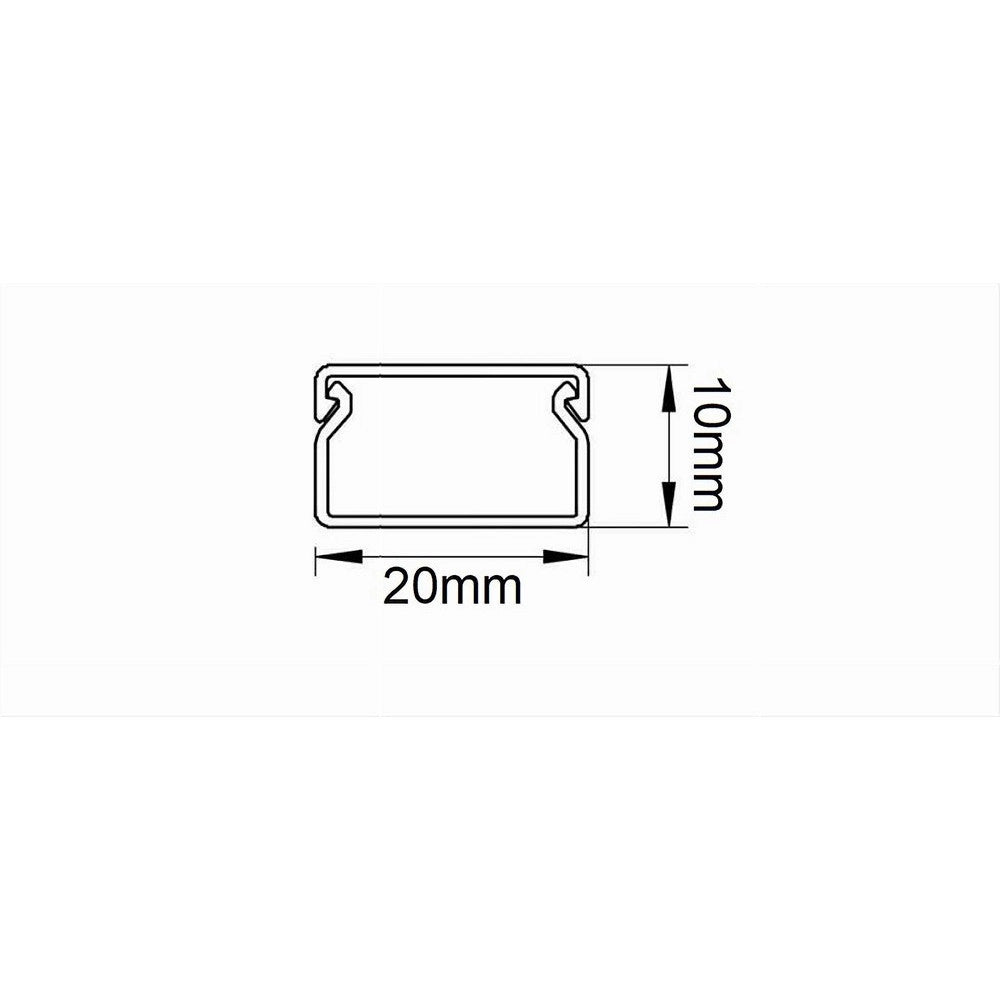 Trade Shop - 10 Pz Profili Passacavi Canalina Con Biadesivo In Pvc Colore Bianco 2 Mt 20x10mm -