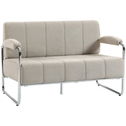 Divano 2 Posti Moderno Tessuto Beige ¨C Zephmum ¨C 120x73x76 cm