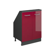 Mobile cucina sottotetto R-Line Rosso lucido/Antracite 60 cm con 2 porte Vicco