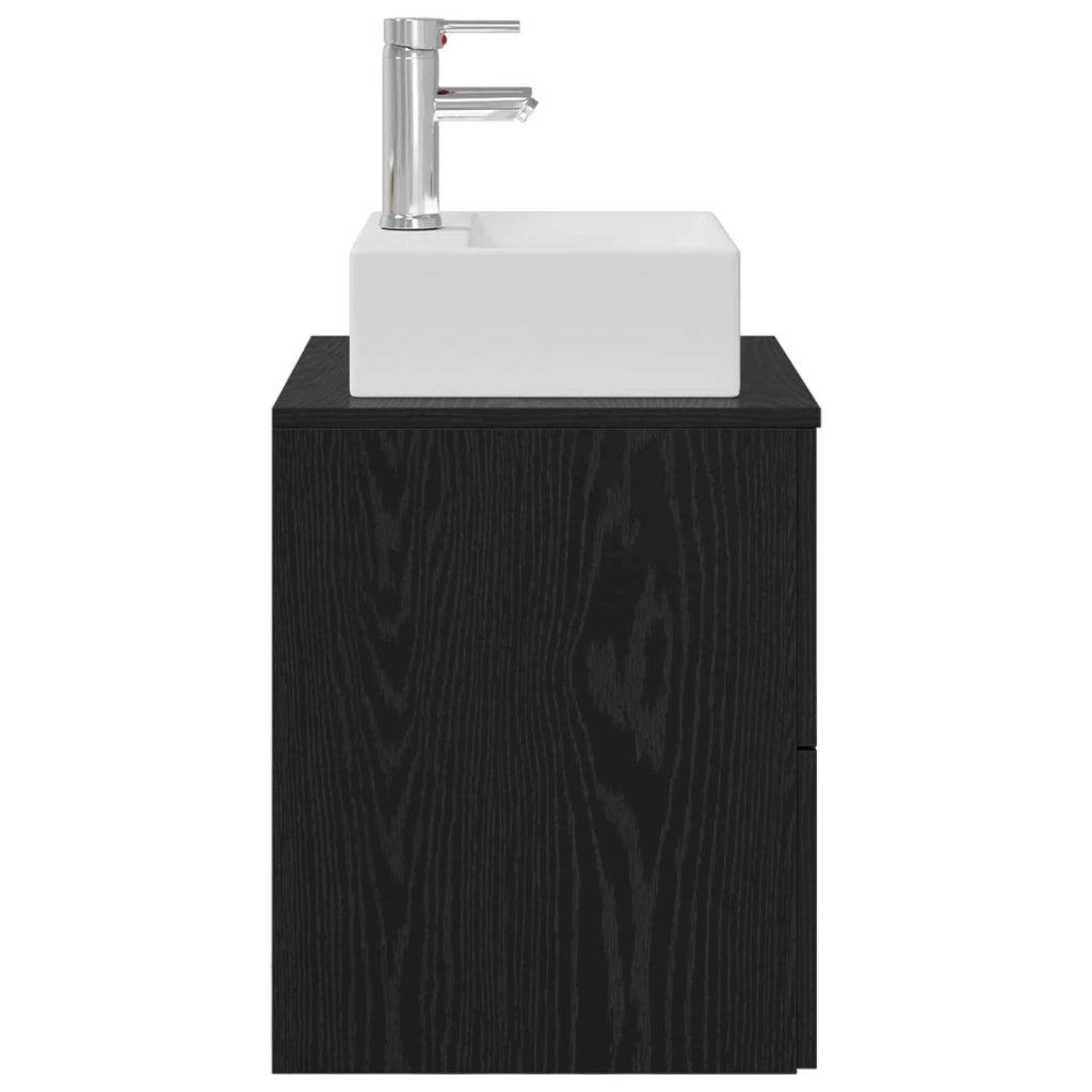 Mobile Lavabo da Parete Rovere Nero 49,5 x 41 x 62,5 cm 890279