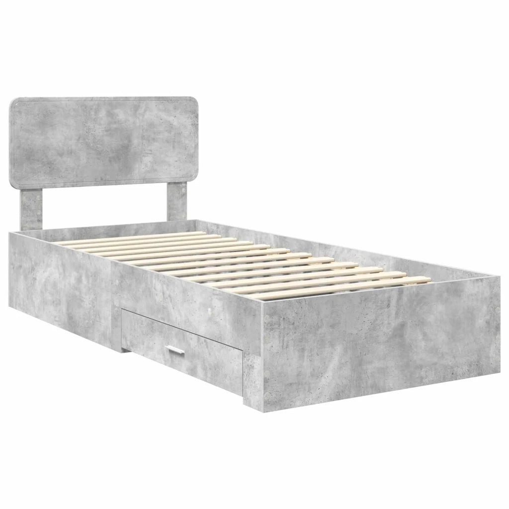 Struttura del letto con testiera Grigio cemento 70 x 190 cm