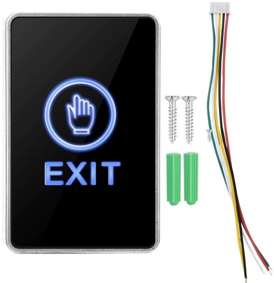 Pulsante di uscita per porte con sensore touch - LED - Rettilineo - Controllo di accesso - Interruttore di sicurezza - Adatto per abitazioni -