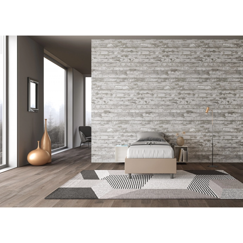 Letto Sommier imbottito Singolo 80x190 cm Azelia - Similpelle,Senza rete,Tortora