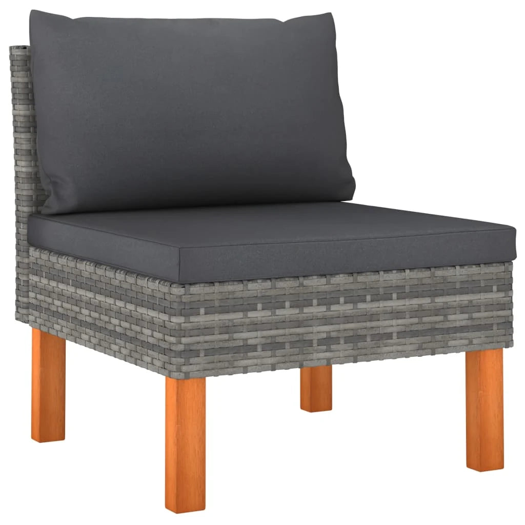 Set di mobili da giardino mobili da esterno set da 6 pezzi resina intrecciata e legno di eucalipto grigio 02_0017053