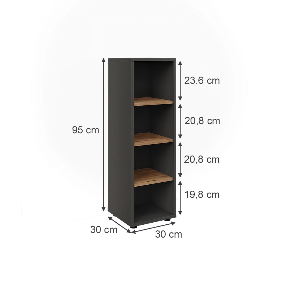 Vicco Mobiletto midi Antracite/Artisan 30 x 95 cm 4 vani portaoggetti