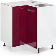 Mobile ad angolo cucina R-Line, Rosso lucido, 75.6 cm senza piano di lavoro, per la libera combinazione all'interno di sistemi cucina modulari