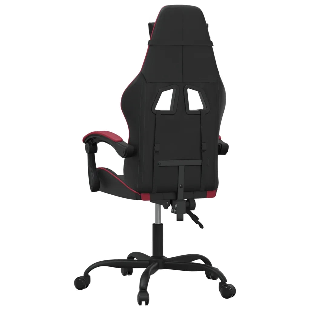 Sedia da Gaming | Sedia da e-sports Girevole Nero e Rosso Vino in Similpelle