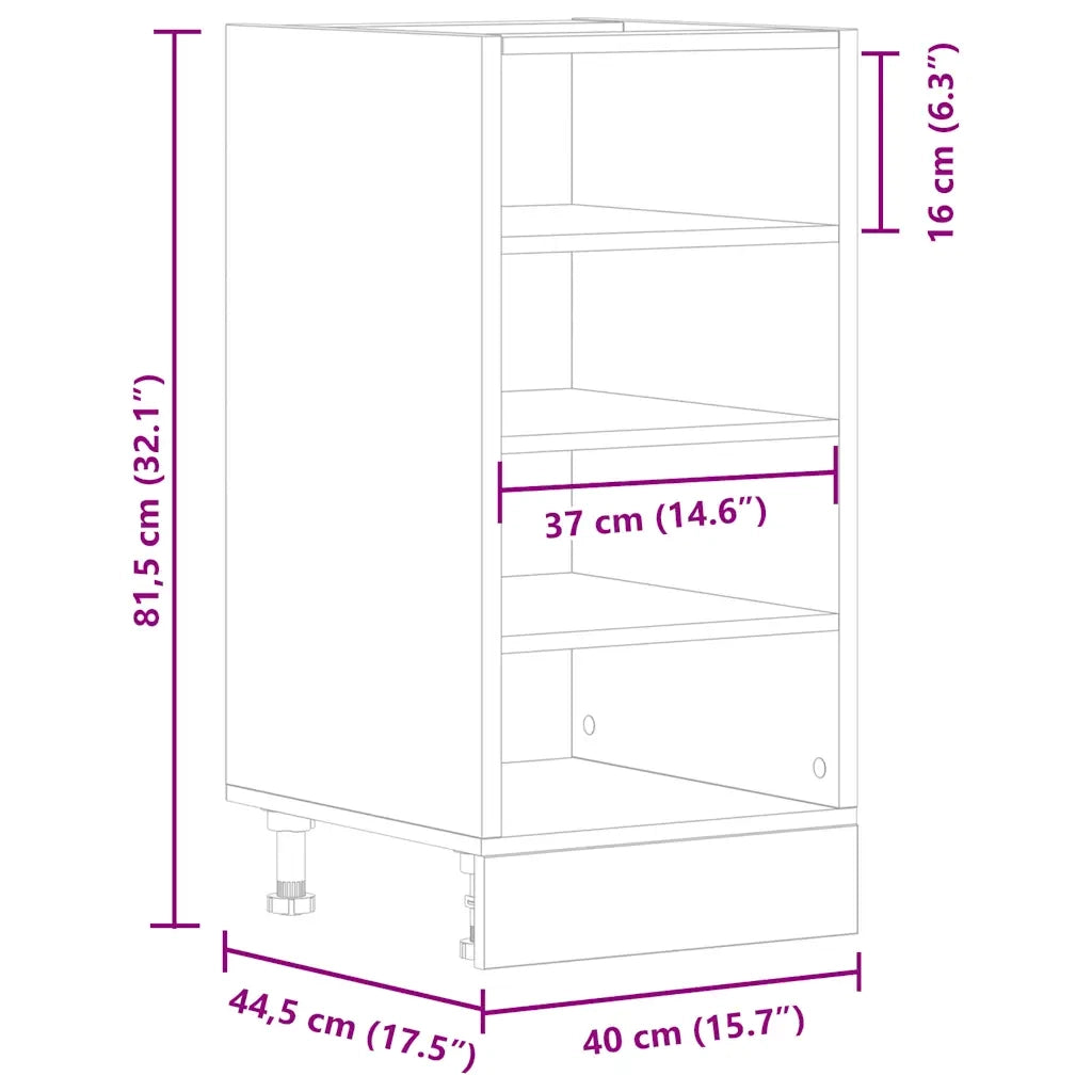 Armadio Inferiore “Riga” Grigio Cemento 40x44,5x81,5 cm 854205