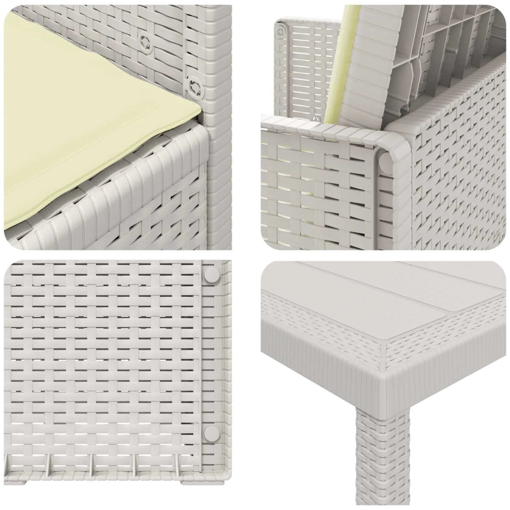 Set da Pranzo per Giardino con cuscino 7 pcs Bianco e Crema PP 3430079