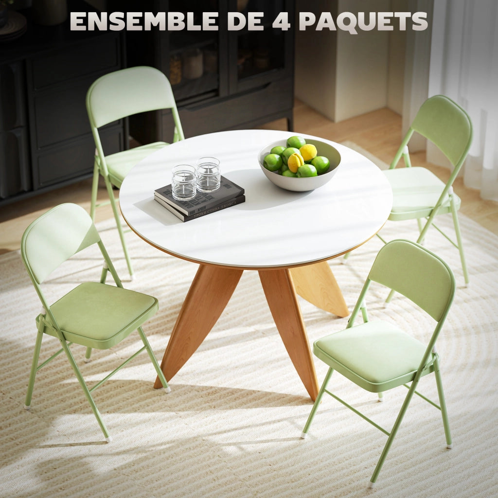 Sedia da Pranzo Pieghevole con Schienale Imbottito ¨C ZephMum ¨C Verde Velluto, Struttura in Metallo