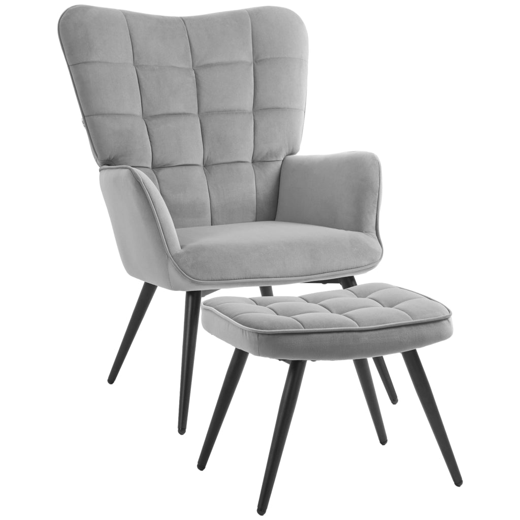 POLTRONA con pouf Set da 2 pezzi 73x77,5x98 cm grigio chiaro