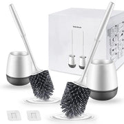 Set di 2 spazzole per il water, con asta di supporto, spazzola per il water con asta di supporto, spazzola profonda, spazzola per il water veloce asciugante con setole morbide flessibili (pavimento/muro)