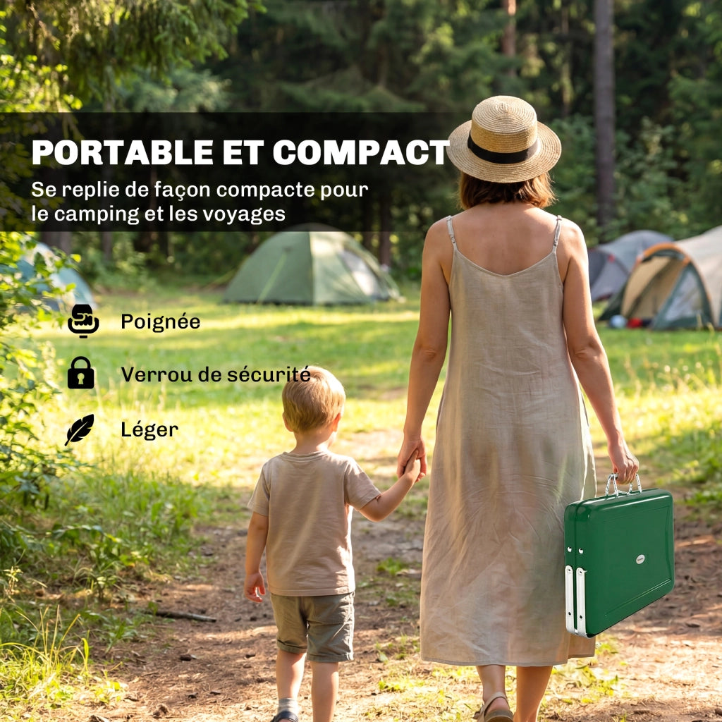 Barbecue a carbone legno pieghevole ¨C zephmum ¨C verde per giardino terrazzo