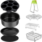 Accessori per Airfryer Completo - Incluso Contenitore in Silicone per Airfryer - Ø 20cm Accessori per Airfryer - 8 pezzi - Compatibile con Airfryer 3.2QT - 6.8QT