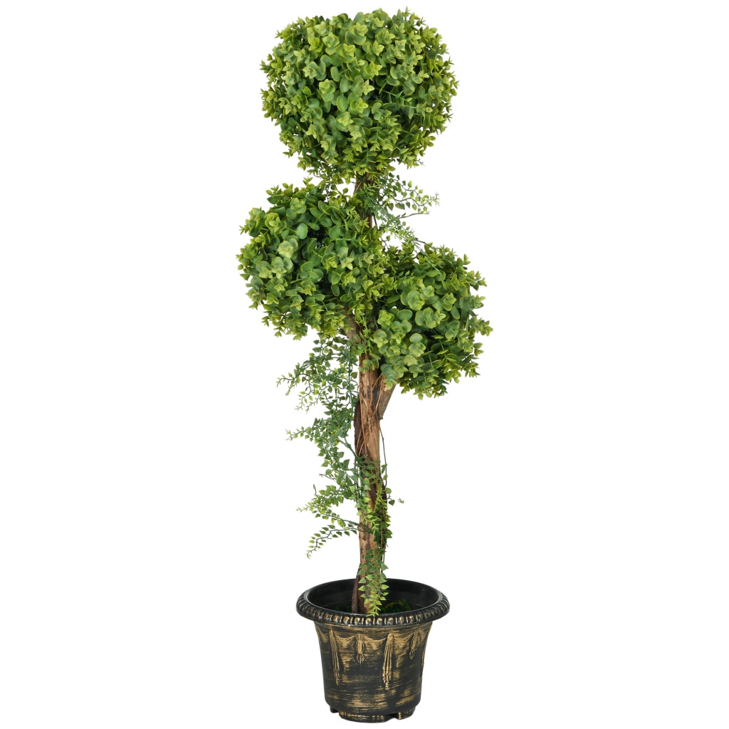 Albero Artificiale 3 Sfere Buxus con Vaso Cemento ¨C Zephmum ¨C Verde 115 cm