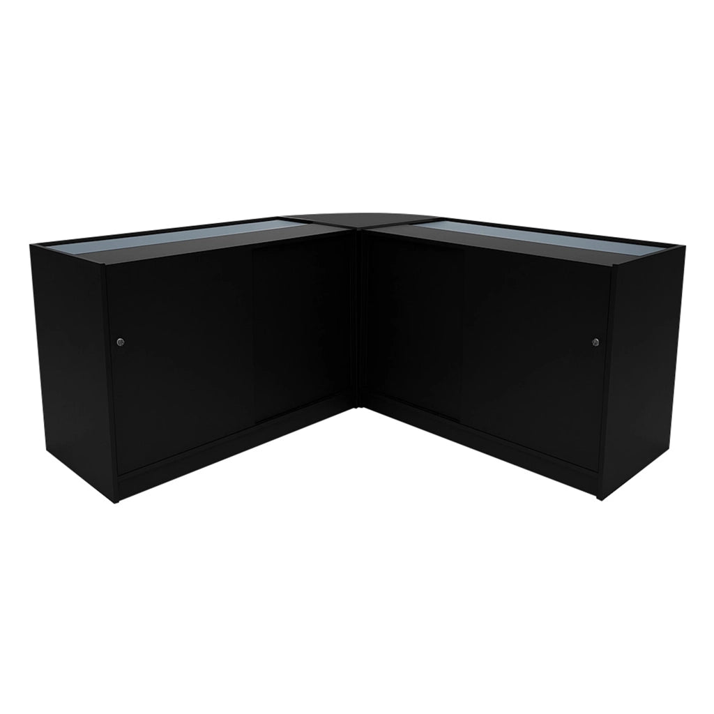 Set Bancone Nero Theseus LED B1200 LM60 con Serratura e Vetrina Espositiva